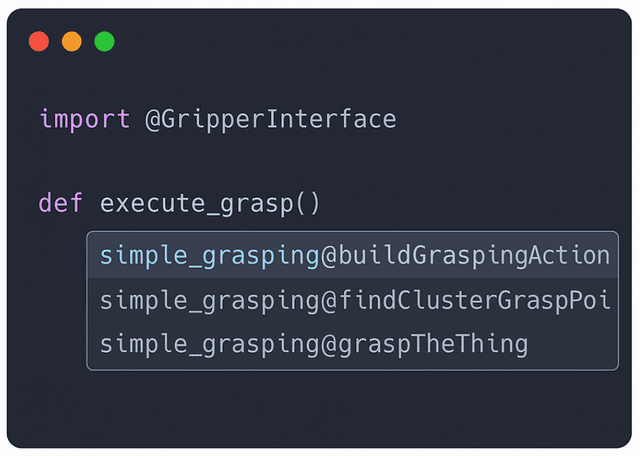 AI-assisted code autocompletion for grasping functions in an IDE.